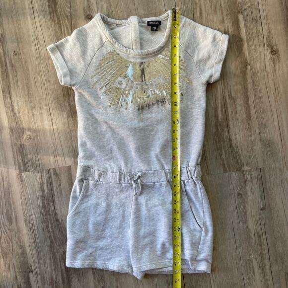 Diesel Girls Grey Sequin Logo Romper One-Piece Shorts Size Large 12 Short Sleeve - Picture 5 of 10